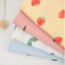 strawberry printed crepe fabric gauze for baby towel swaddle double layer